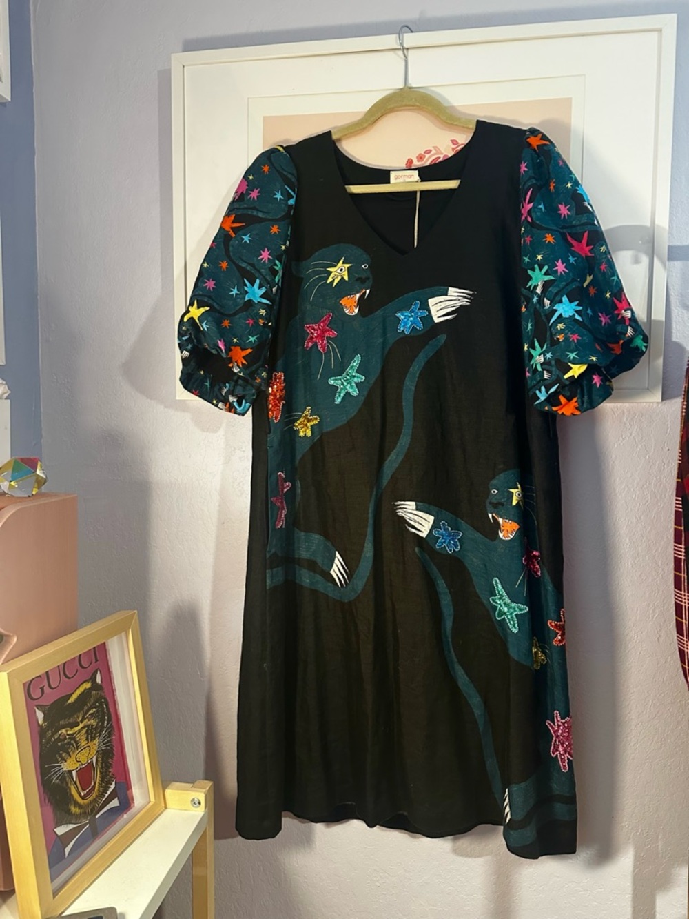 Gorman Panther Embroidered Linen Dress
